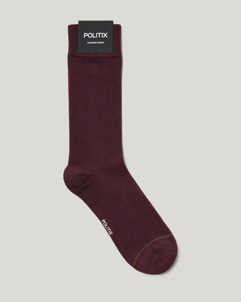 Australian Cotton Blended Sock, Burgundy, hi-res